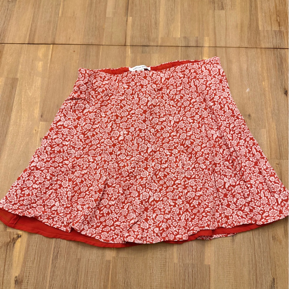Cute red floral mini skirt
